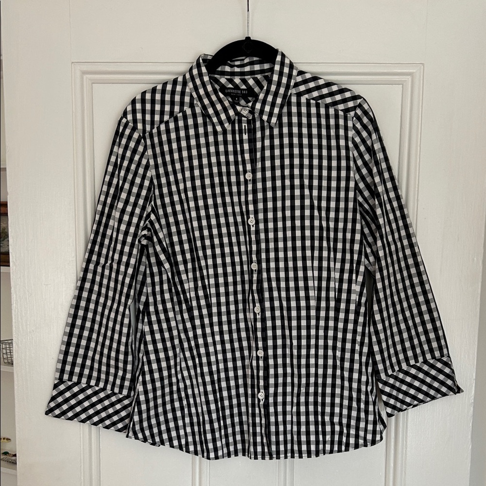 Lafayette 148 New York Monochrome Gingham Shirt